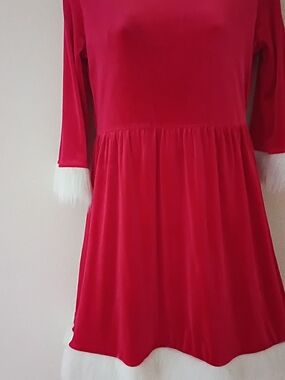 Holiday Time Red Velvet Dress with White Faux Fur Trim